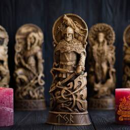 Handmade Ash Wood Tyr Statue Norse Pagan God Sculpture - thumbnail 3