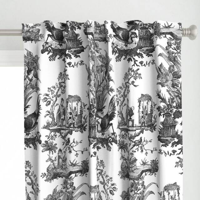 Chinoiserie Curtain Panel - Classic Black & White Antique Custom Vintage Toile By Peacoquettedesigns - image 1