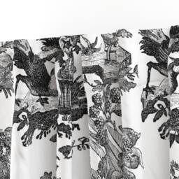 Chinoiserie Curtain Panel - Classic Black & White Antique Custom Vintage Toile By Peacoquettedesigns - thumbnail 3