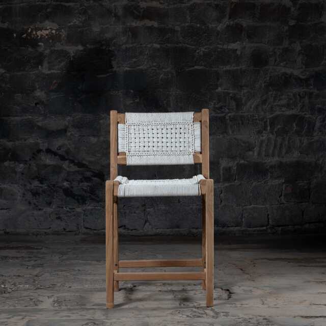Handmade Reclaimed Teak Wood Rope Counter Chair - The Vintage Realm - image 1