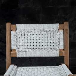 Handmade Reclaimed Teak Wood Rope Counter Chair - The Vintage Realm - thumbnail 2