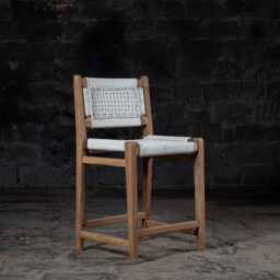 Handmade Reclaimed Teak Wood Rope Counter Chair - The Vintage Realm - thumbnail 3