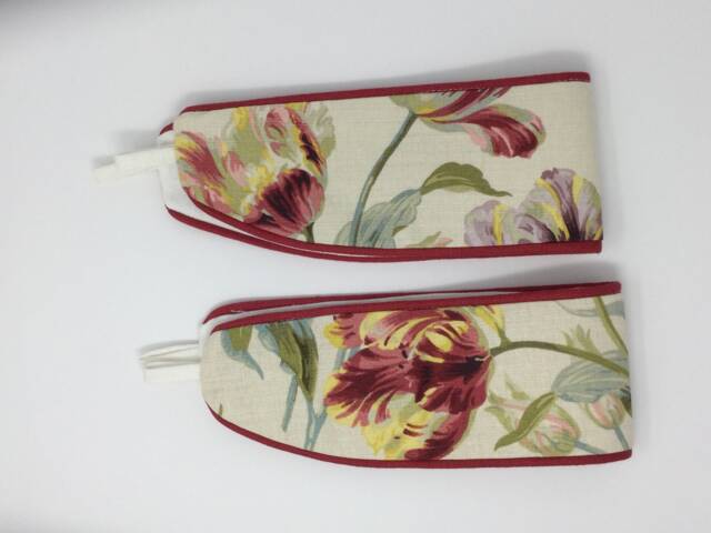 Handmade Floral Curtain Tie Backs Laura Ashley Gosford Cranberry Pair - image 1