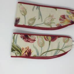 Handmade Floral Curtain Tie Backs Laura Ashley Gosford Cranberry Pair - thumbnail 3