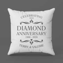 Personalised Pair Of Diamond Anniversary Cushions - 60Th Wedding Gift Gifts For Couples - thumbnail 3