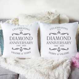 Personalised Pair Of Diamond Anniversary Cushions - 60Th Wedding Gift Gifts For Couples - thumbnail 1