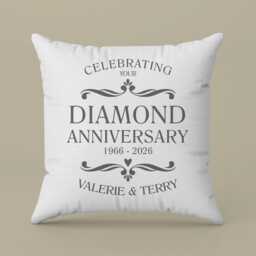 Personalised Pair Of Diamond Anniversary Cushions - 60Th Wedding Gift Gifts For Couples - thumbnail 2