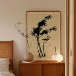 Japanese Bamboo Ink Poster, Zen Botanical Wall Art, Minimal Sumi Print - thumbnail 2