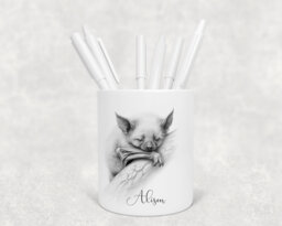 Personalised Pencil Drawing Sketched Sleeping Bat Pot, Ideal Gift, Birthday - thumbnail 1