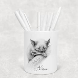 Personalised Pencil Drawing Sketched Sleeping Bat Pot, Ideal Gift, Birthday - thumbnail 4