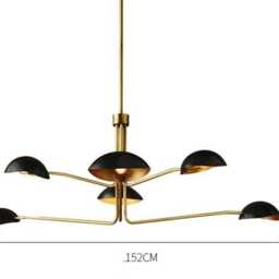 Mid-Century Modern Brass Chandelier 6-Light Dining Room Island Lighting - thumbnail 3