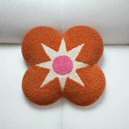 Peach Punch Needle Throw Pillow Handmade Decorative Cushion(12x12 - thumbnail 3
