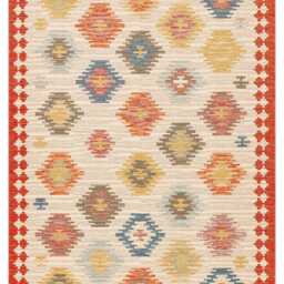 Cotton Turkish Kilim Rug Washable Recycled Flatweave, Bohemian Decor - thumbnail 3