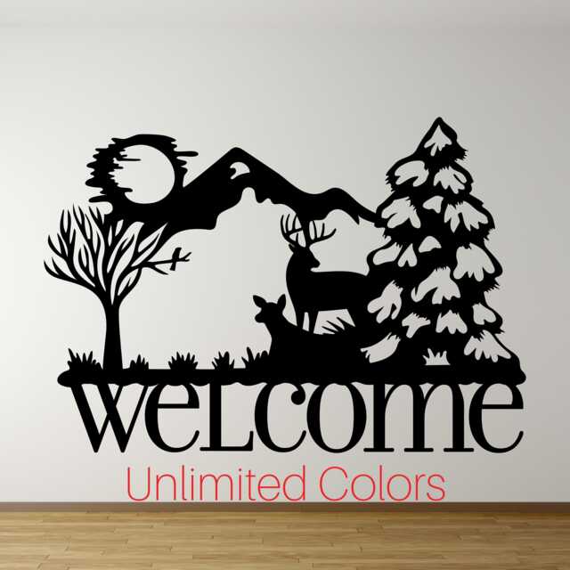 Welcome Sign Sticker Wall Decal Indoor Decor Home Decals Removable Vinyl Bedroom Living Room Deer