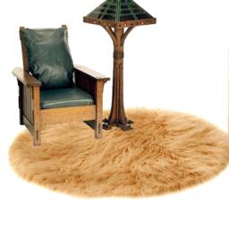 Plush Faux Fur Round Area Rug - Shaggy Sheepskin Throw Carpet - thumbnail 2