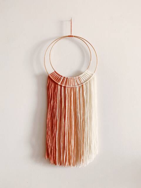 Pink Ombre Yarn Hoop Wall Hanging, Nursery Decor - image 1