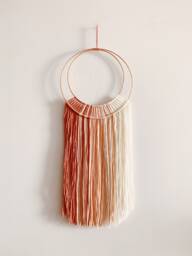 Pink Ombre Yarn Hoop Wall Hanging, Nursery Decor - thumbnail 1