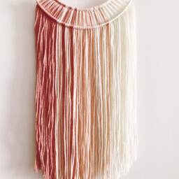 Pink Ombre Yarn Hoop Wall Hanging, Nursery Decor - thumbnail 2