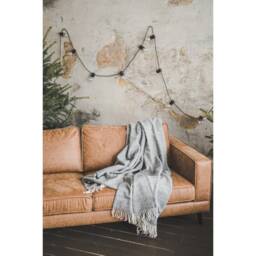 "Natural Sheep Wool Throw Blanket With Fringes Soft Warm Plaid - 55"" X 94" - thumbnail 2