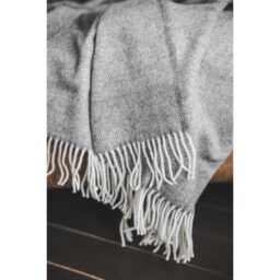 "Natural Sheep Wool Throw Blanket With Fringes Soft Warm Plaid - 55"" X 94" - thumbnail 3