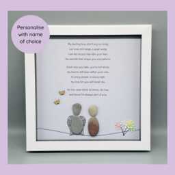 Parent Loss Memorial Pebble Art Gift Frame, Sympathy For Of Mum Or Dad, Rememberance Parents - thumbnail 1