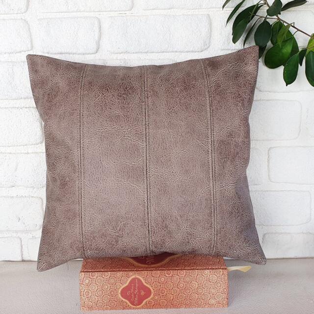 Stone Gray Pillow Cover-Four Vertical Pieces With Decorative Stitches/Modern Scandinavian Homes-1Pcs - image 1