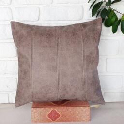 Stone Gray Pillow Cover-Four Vertical Pieces With Decorative Stitches/Modern Scandinavian Homes-1Pcs