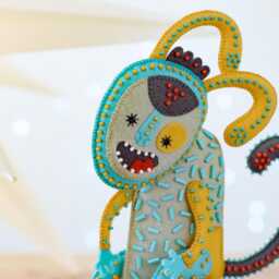 Brawler Bunny - Handmade Felt Sculpture, Whimsical Textile Art, Mischievous Rabbit On A Log - thumbnail 2