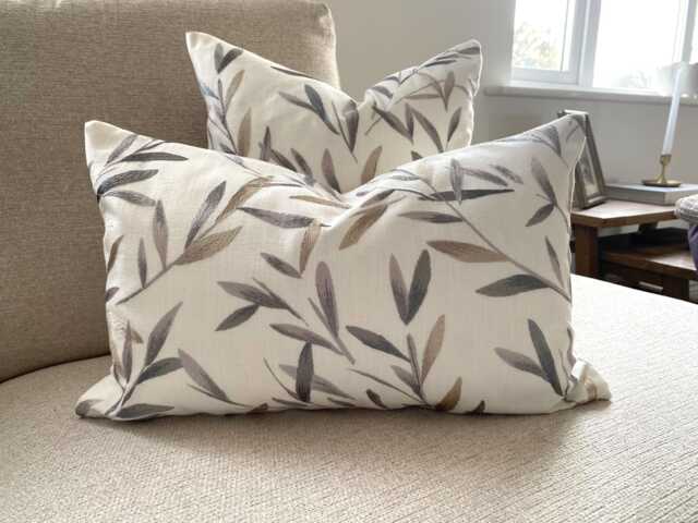 "Langley Leaf Natural Cushion, Embroidered John Lewis Fabric With A Zip Fastening 18"" By 12" - image 1