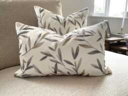 "Langley Leaf Natural Cushion, Embroidered John Lewis Fabric With A Zip Fastening 18"" By 12" - thumbnail 1