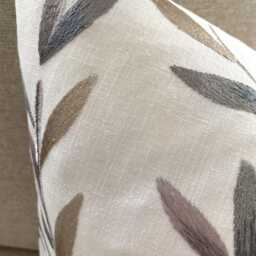 "Langley Leaf Natural Cushion, Embroidered John Lewis Fabric With A Zip Fastening 18"" By 12" - thumbnail 2