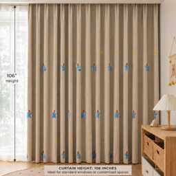 Nursery Embroidered Elephant Curtains For Kids Room, Star & Little Elephant, Sheer Or Blackout Drapery - thumbnail 4