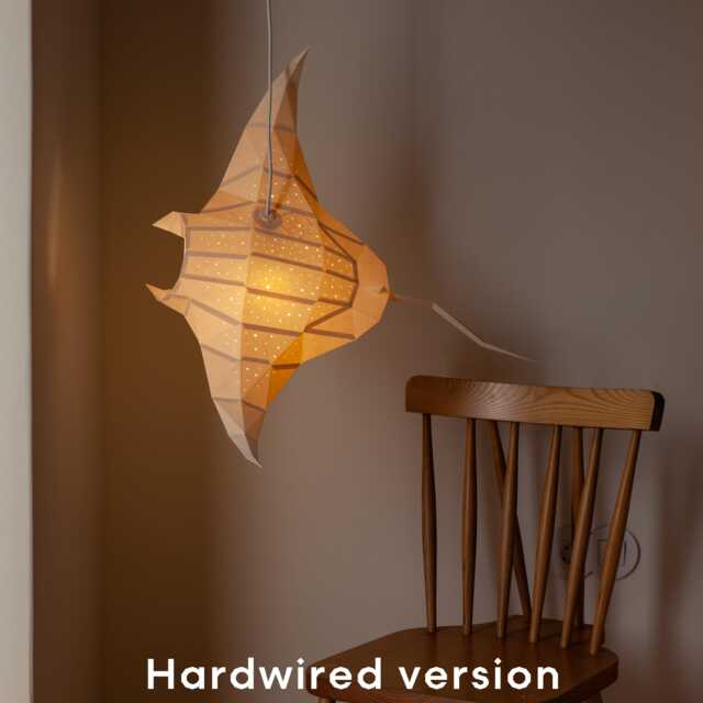Manta Ray Diy Pendant Paperlamp Kit - Ceiling Hardwired Version - Pre-Cut Papercraft Kit - image 1