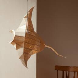 Manta Ray Diy Pendant Paperlamp Kit - Ceiling Hardwired Version - Pre-Cut Papercraft Kit - thumbnail 2