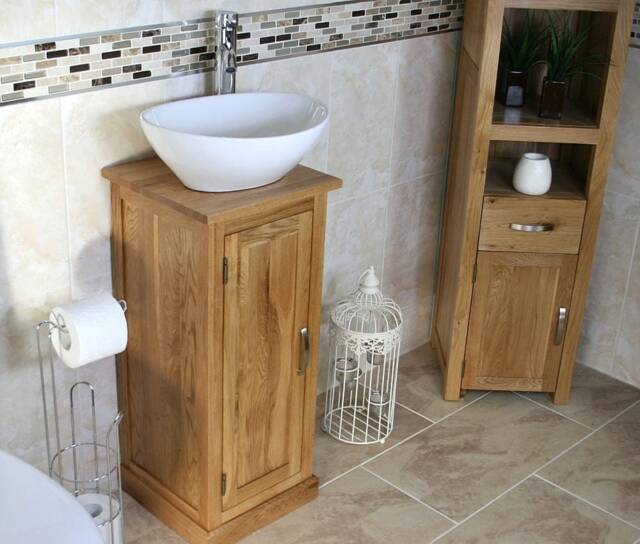 Solid Oak Bathroom Cabinet - Cloakroom Basin Vanity Unit 500Cbc351 - image 1