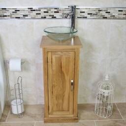 Solid Oak Bathroom Cabinet - Cloakroom Basin Vanity Unit 500Cbc351 - thumbnail 3