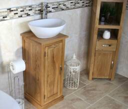 Solid Oak Bathroom Cabinet - Cloakroom Basin Vanity Unit 500Cbc351 - thumbnail 1