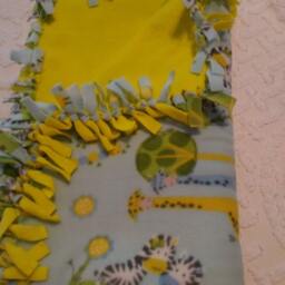 Boys Safari Fleece Blanket Giraffe, Zebra, Caterpillar Print - thumbnail 2