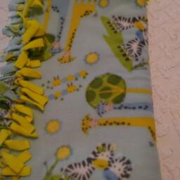 Boys Safari Fleece Blanket Giraffe, Zebra, Caterpillar Print - thumbnail 3