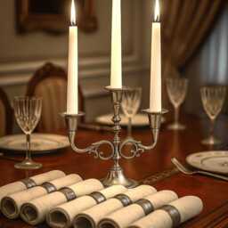 Beautiful English Style Candlestick Three Fires in Polished Pewter. Made Italy, Craftsmanship - thumbnail 3