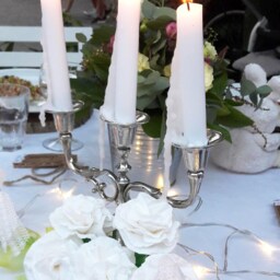 Beautiful English Style Candlestick Three Fires in Polished Pewter. Made Italy, Craftsmanship - thumbnail 2