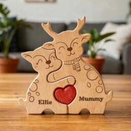 Personalized Deer Family Puzzle, Wooden Elk, Nursery Decor, Rustic Ornament, Baby Shower Gift, Xmas Keepsake, Of 3-5 Decor - thumbnail 2
