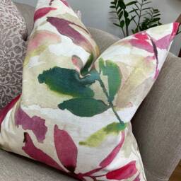 Abstract Leaf Cushion Cover, Pillow Sham, Pink Green - John Lewis & Partners Alexa Fabric, Made in Uk, Double Sided - thumbnail 2