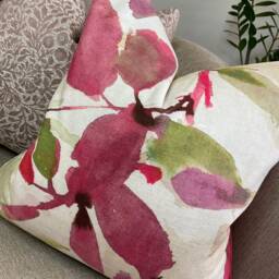 Abstract Leaf Cushion Cover, Pillow Sham, Pink Green - John Lewis & Partners Alexa Fabric, Made in Uk, Double Sided - thumbnail 3