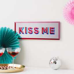 Kiss Me Mirror Sign, Retro Acrylic Wall Art, Handmade Valentine's Gift, Statement Home Decor