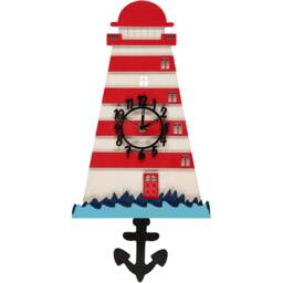 Nautical Lighthouse Personalised Wooden Pendulum Children's Wall Clock - thumbnail 2