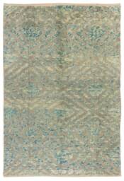Handwoven Moroccan Azilal Rug Gray & Blue Diamond Design