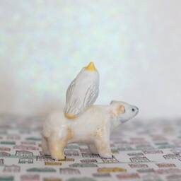 Polar Bear & Cockatoo Figurine Acrylic Painted Clay Animal Collection - thumbnail 3