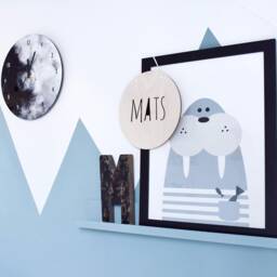 Watercolor Moon Clock, Full Wall Clock, Art, Black & White Celestial Wall Decor - thumbnail 3