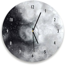 Watercolor Moon Clock, Full Wall Clock, Art, Black & White Celestial Wall Decor - thumbnail 1